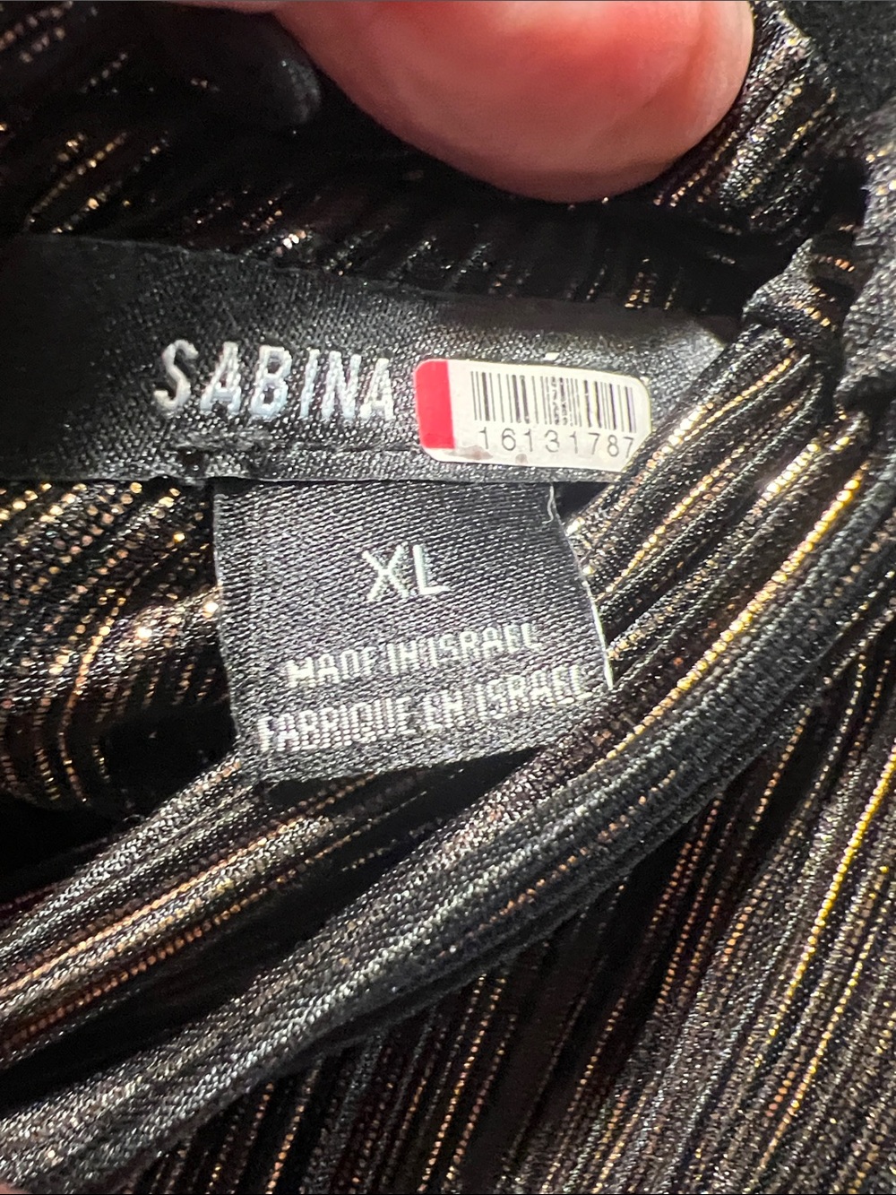 Sabina Black with Gold-Accent Pleated Dress